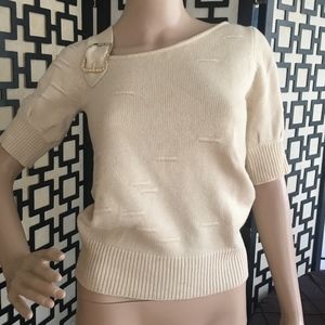 Lauren Moffatt Cream Sweater with Gold Hardware